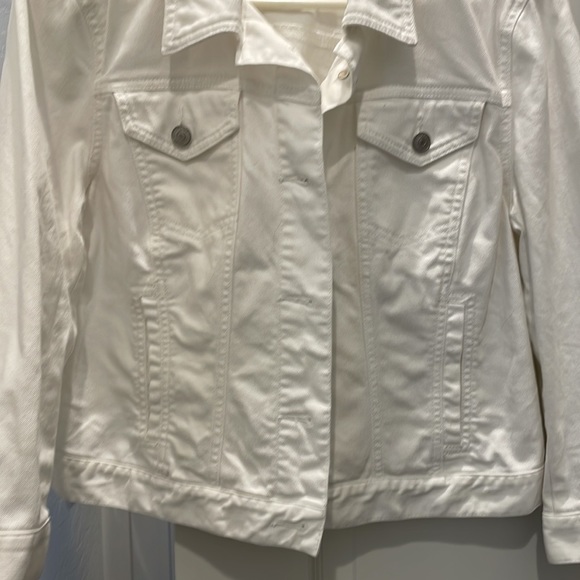 Ann Taylor White Denim Jean Cropped Jacket - Picture 3 of 7